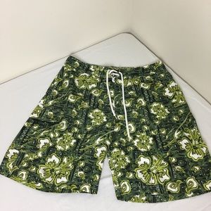 Floral Green Men's Swim Board Shorts